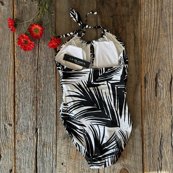 La Blanca Black and White Women's Halter One-Piece Swimsuit Size 8 - Picture 11 of 11